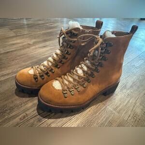 NWOT Jeffrey Campbell Suede Faux Lace Up Waterproof Combat Hiking Boot Sz 9